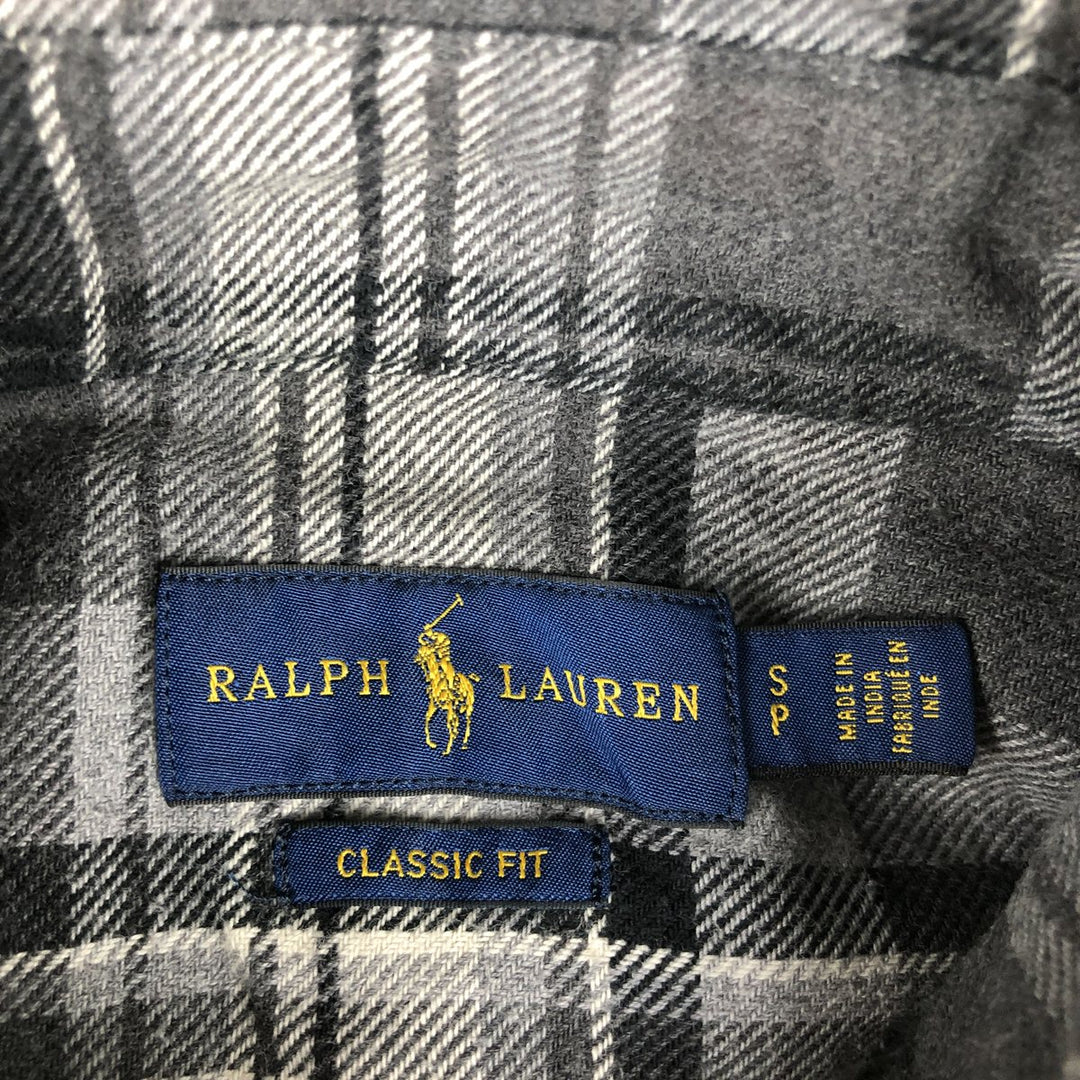 Ralph Lauren CLASSIC FIT Long-Sleeve Button-Down Check Shirt, Women's Size S (approx.) cotton gray type Vintage Second Hand