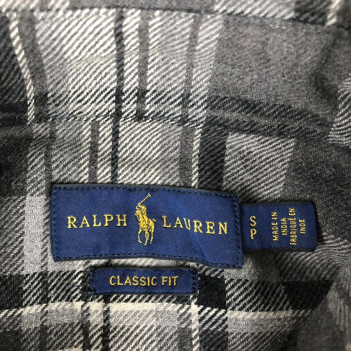 Ralph Lauren CLASSIC FIT Long-Sleeve Button-Down Check Shirt, Women's Size S (approx.) cotton gray type Vintage Second Hand