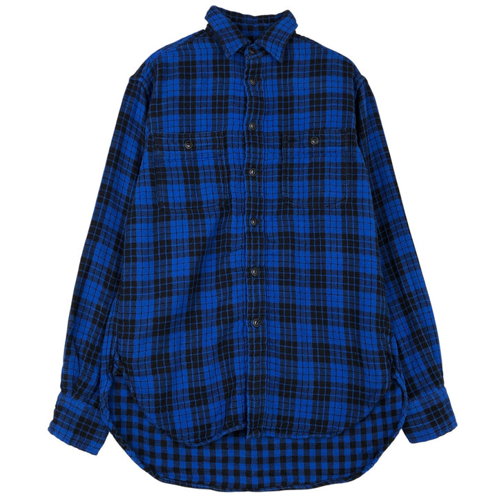Ralph Lauren POLO RALPH LAUREN Long-Sleeve Flannel Check Shirt, Men's Size XS (approx.) cotton blue type Vintage Second Hand