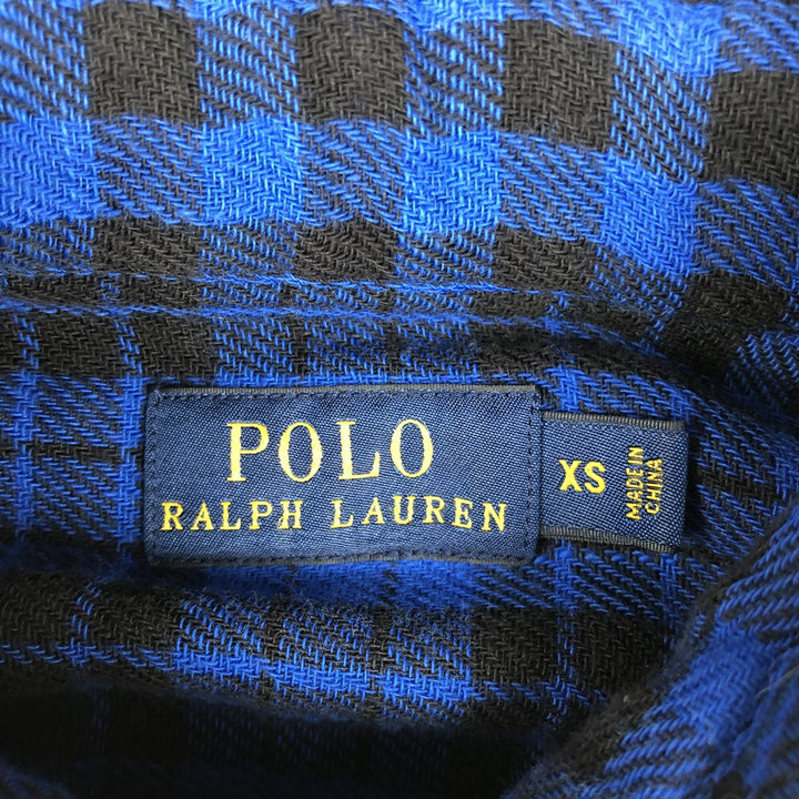 Ralph Lauren POLO RALPH LAUREN Long-Sleeve Flannel Check Shirt, Men's Size XS (approx.) cotton blue type Vintage Second Hand