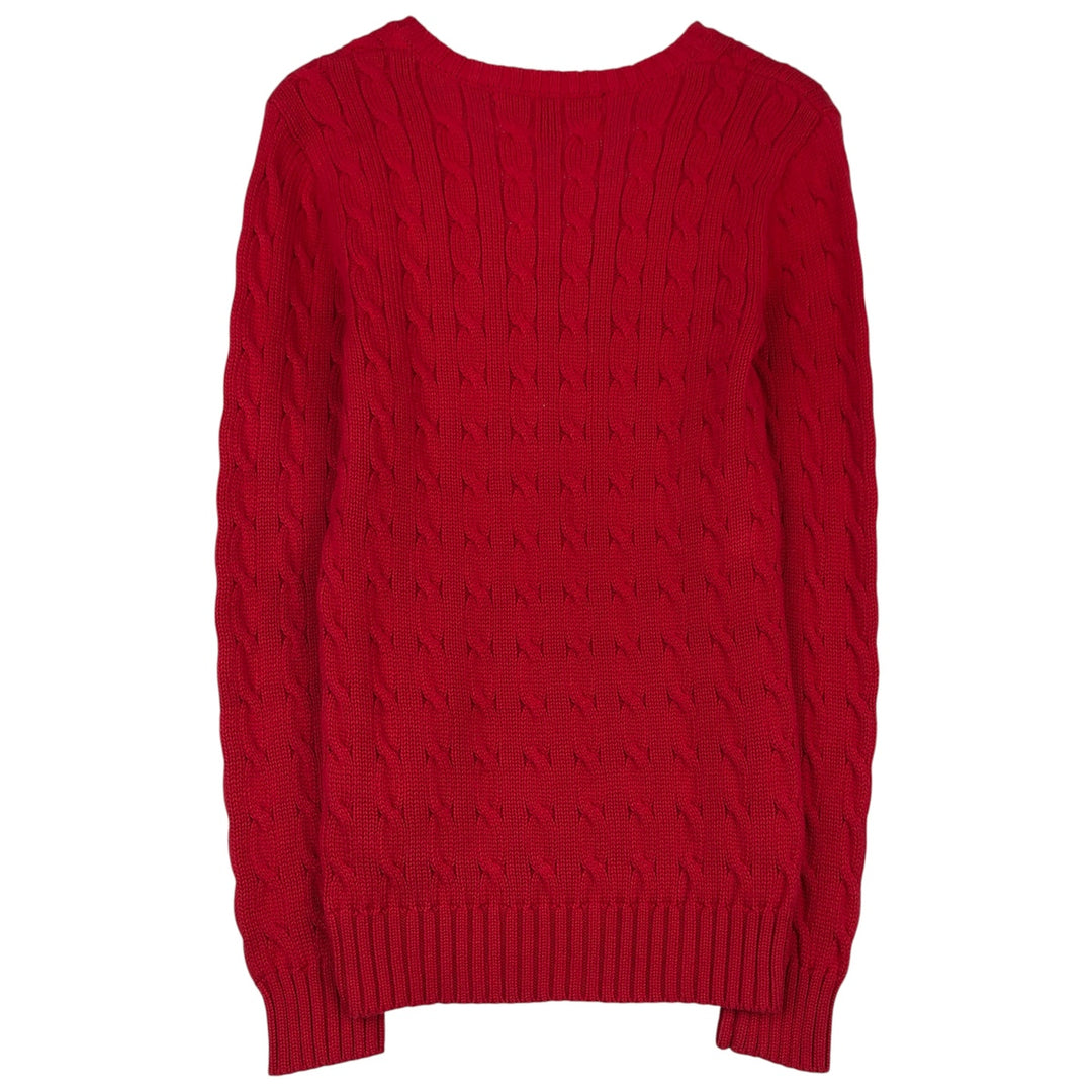 Ralph Lauren RALPH LAUREN SPORT V-neck cotton knit sweater, women's size S (approx.) cotton red type Vintage Second Hand
