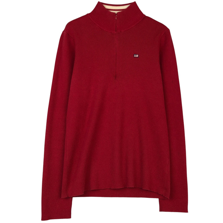 Ralph Lauren POLO JEANS Ribbed Cotton Half-Zip Sweater, Women's Size XL (approx.) cotton red type Vintage Second Hand