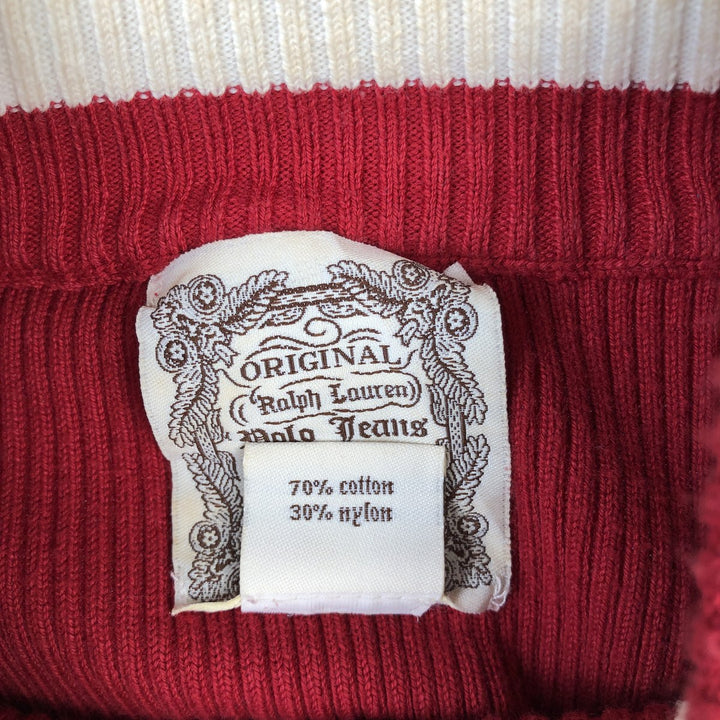 Ralph Lauren POLO JEANS Ribbed Cotton Half-Zip Sweater, Women's Size XL (approx.) cotton red type Vintage Second Hand