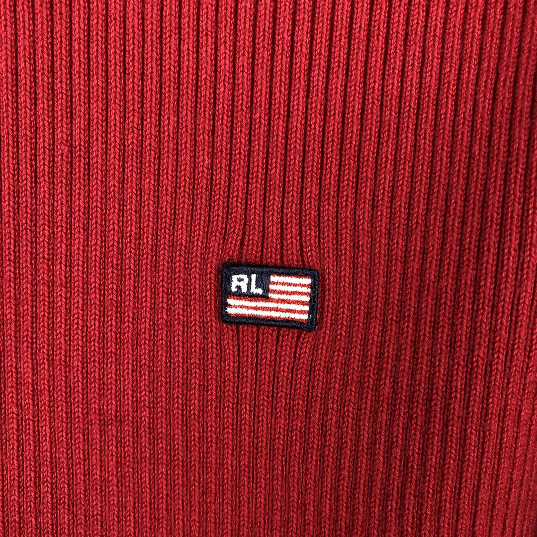 Ralph Lauren POLO JEANS Ribbed Cotton Half-Zip Sweater, Women's Size XL (approx.) cotton red type Vintage Second Hand