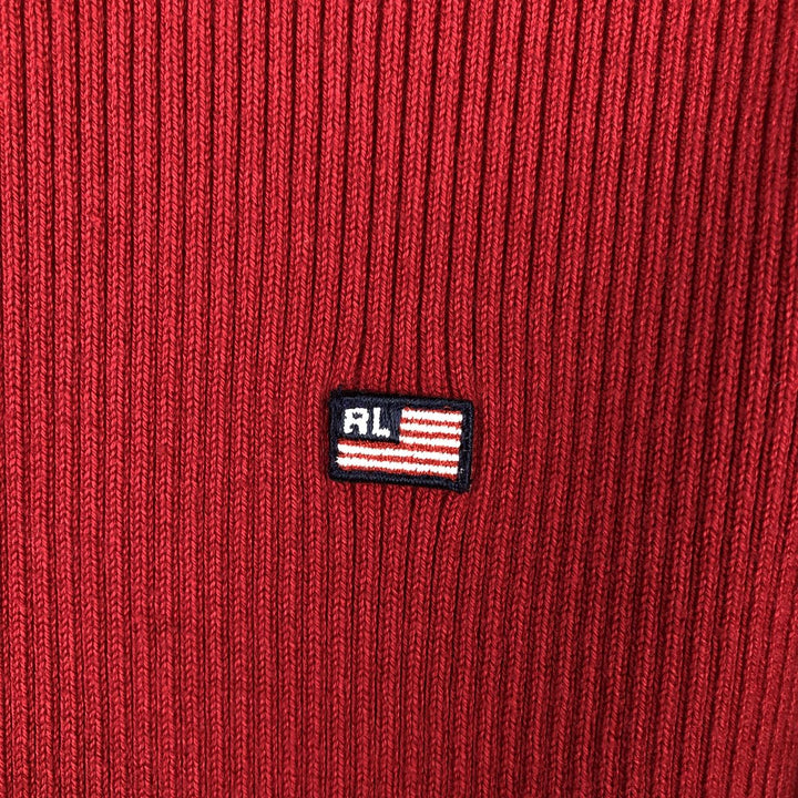 Ralph Lauren POLO JEANS Ribbed Cotton Half-Zip Sweater, Women's Size XL (approx.) cotton red type Vintage Second Hand