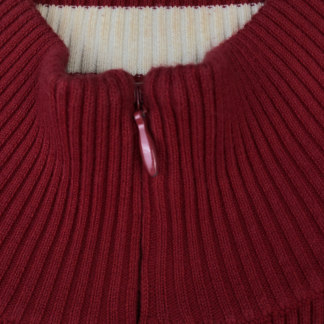 Ralph Lauren POLO JEANS Ribbed Cotton Half-Zip Sweater, Women's Size XL (approx.) cotton red type Vintage Second Hand