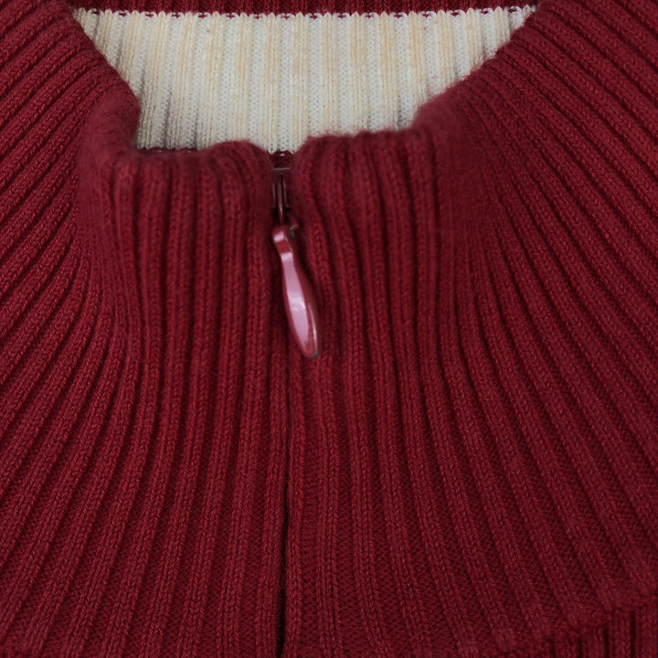 Ralph Lauren POLO JEANS Ribbed Cotton Half-Zip Sweater, Women's Size XL (approx.) cotton red type Vintage Second Hand