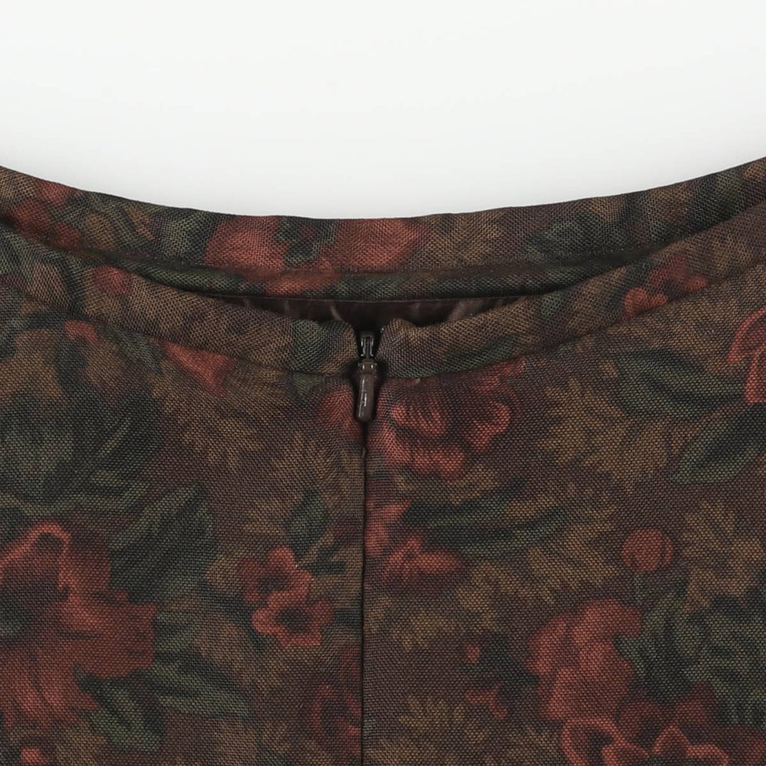 Ralph Lauren LAUREN All-over Botanical Pattern Silk Long A-line Skirt, Women's Size M (approx.) silk Khaki type Vintage Second Hand