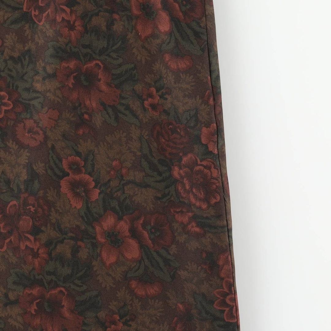 Ralph Lauren LAUREN All-over Botanical Pattern Silk Long A-line Skirt, Women's Size M (approx.) silk Khaki type Vintage Second Hand