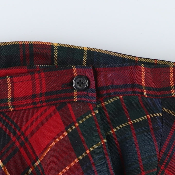 Ralph Lauren LAUREN Check Pattern Wool Maxi A-Line Skirt, Women's Size L (approx.) wool red type Vintage Second Hand