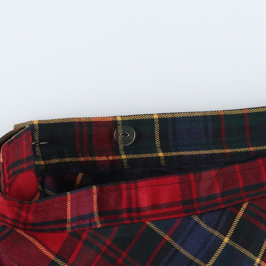Ralph Lauren LAUREN Check Pattern Wool Maxi A-Line Skirt, Women's Size L (approx.) wool red type Vintage Second Hand