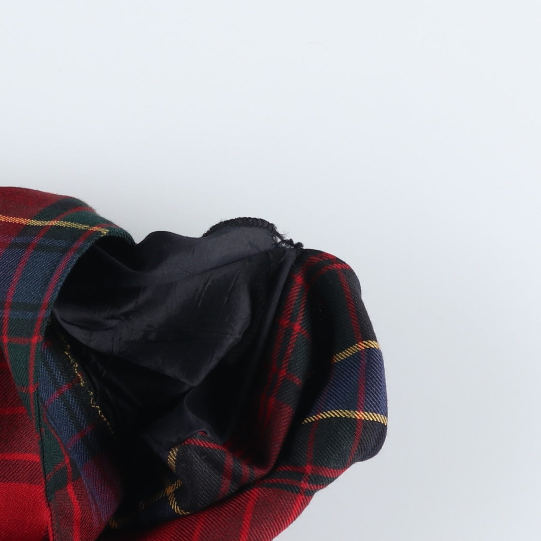Ralph Lauren LAUREN Check Pattern Wool Maxi A-Line Skirt, Women's Size L (approx.) wool red type Vintage Second Hand