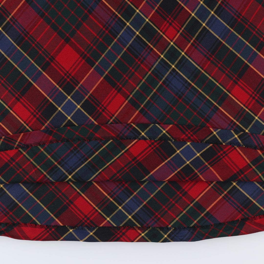 Ralph Lauren LAUREN Check Pattern Wool Maxi A-Line Skirt, Women's Size L (approx.) wool red type Vintage Second Hand
