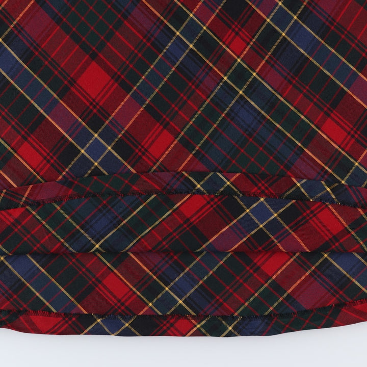 Ralph Lauren LAUREN Check Pattern Wool Maxi A-Line Skirt, Women's Size L (approx.) wool red type Vintage Second Hand