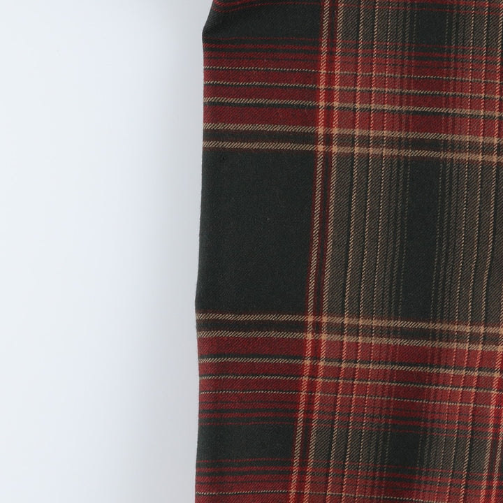 Ralph Lauren Lauren Check Pattern Wool Long Wrap Skirt, Made in USA, Women's Size L wool green type Vintage Second Hand