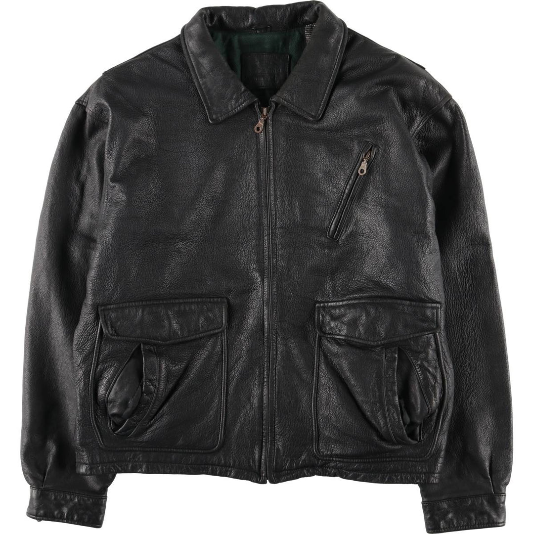 90s-00'S St. John's Bay Swing Top Leather Blouson, Men's Size XL genuine leather black type Vintage Second Hand