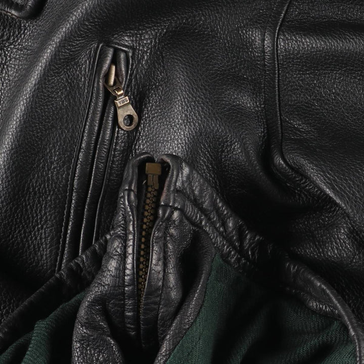 90s-00'S St. John's Bay Swing Top Leather Blouson, Men's Size XL genuine leather black type Vintage Second Hand