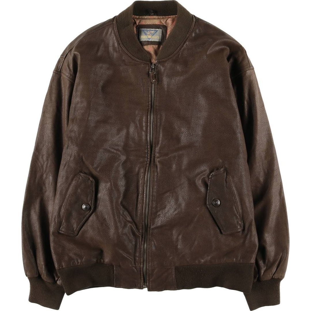 PORTOBELLO'S Padded Leather Blouson, Made in Italy, Men's Size XL, Vintage genuine leather brown type Vintage Second Hand