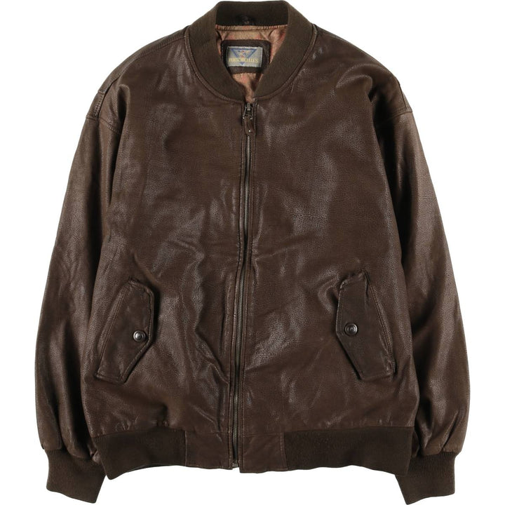 PORTOBELLO'S Padded Leather Blouson, Made in Italy, Men's Size XL, Vintage genuine leather brown type Vintage Second Hand