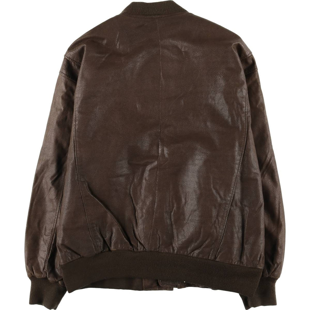 PORTOBELLO'S Padded Leather Blouson, Made in Italy, Men's Size XL, Vintage genuine leather brown type Vintage Second Hand