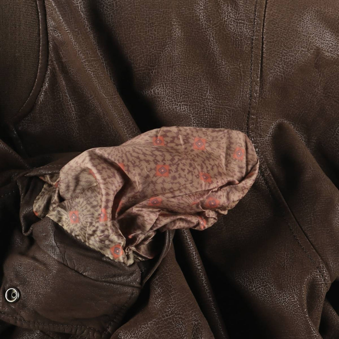 PORTOBELLO'S Padded Leather Blouson, Made in Italy, Men's Size XL, Vintage genuine leather brown type Vintage Second Hand