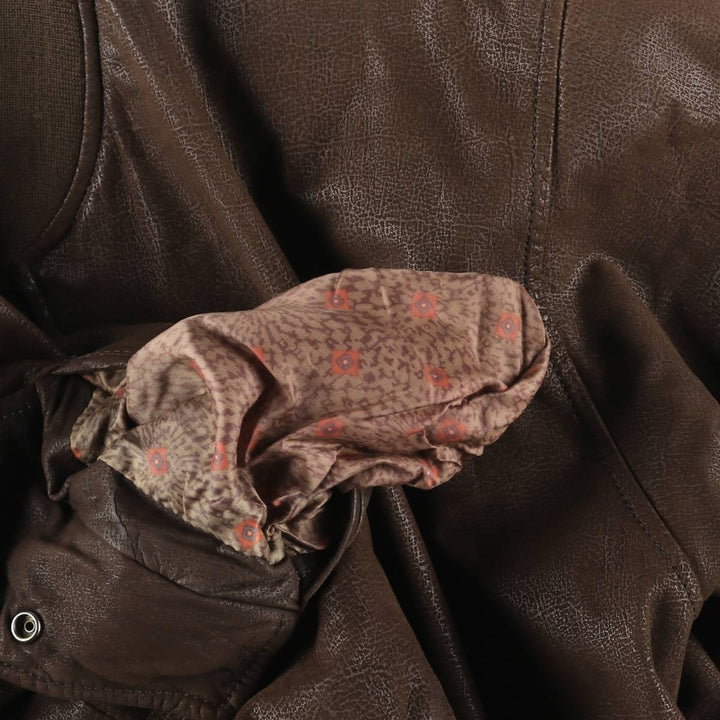 PORTOBELLO'S Padded Leather Blouson, Made in Italy, Men's Size XL, Vintage genuine leather brown type Vintage Second Hand