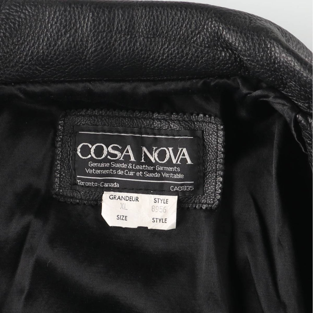 COSA NOVA Swing Top Leather Blouson, Made in Canada, Men's Size XL genuine leather black type Vintage Second Hand