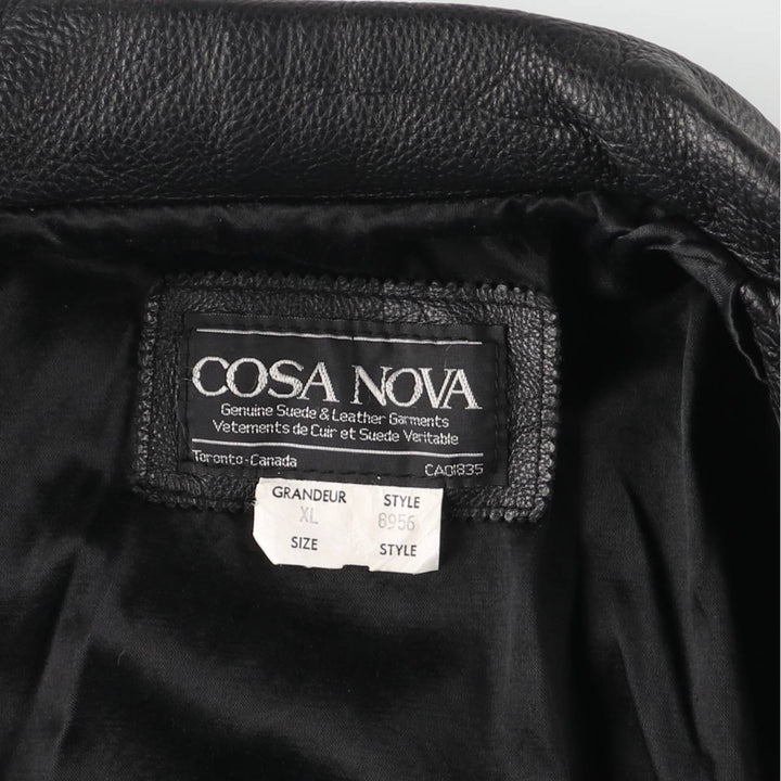 COSA NOVA Swing Top Leather Blouson, Made in Canada, Men's Size XL genuine leather black type Vintage Second Hand