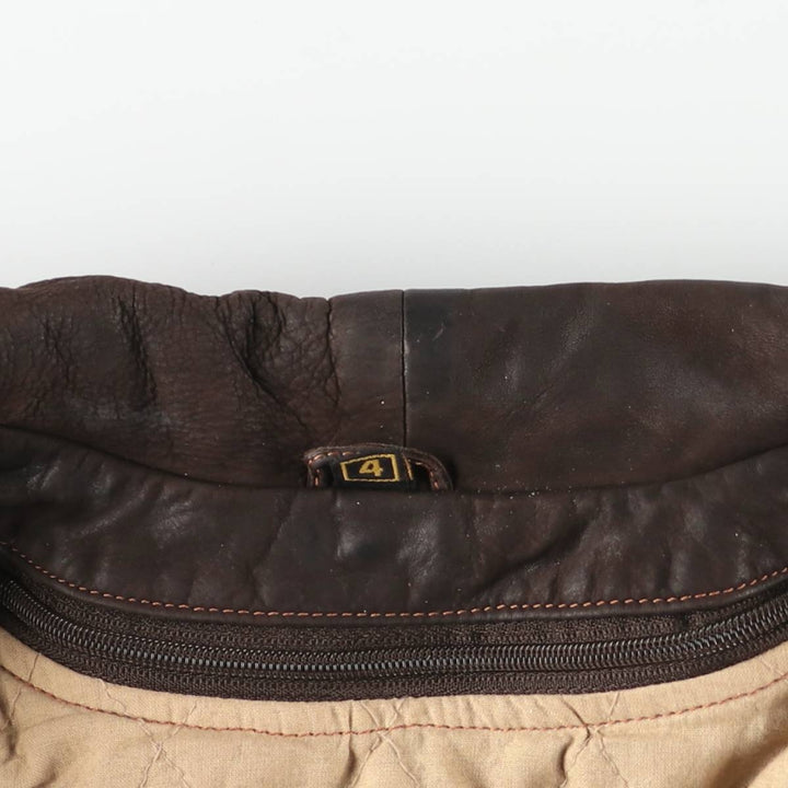 90'S CAPTAIN'G Trucker Jacket, Leather Jacket, Men's XL, Vintage genuine leather brown type Vintage Second Hand