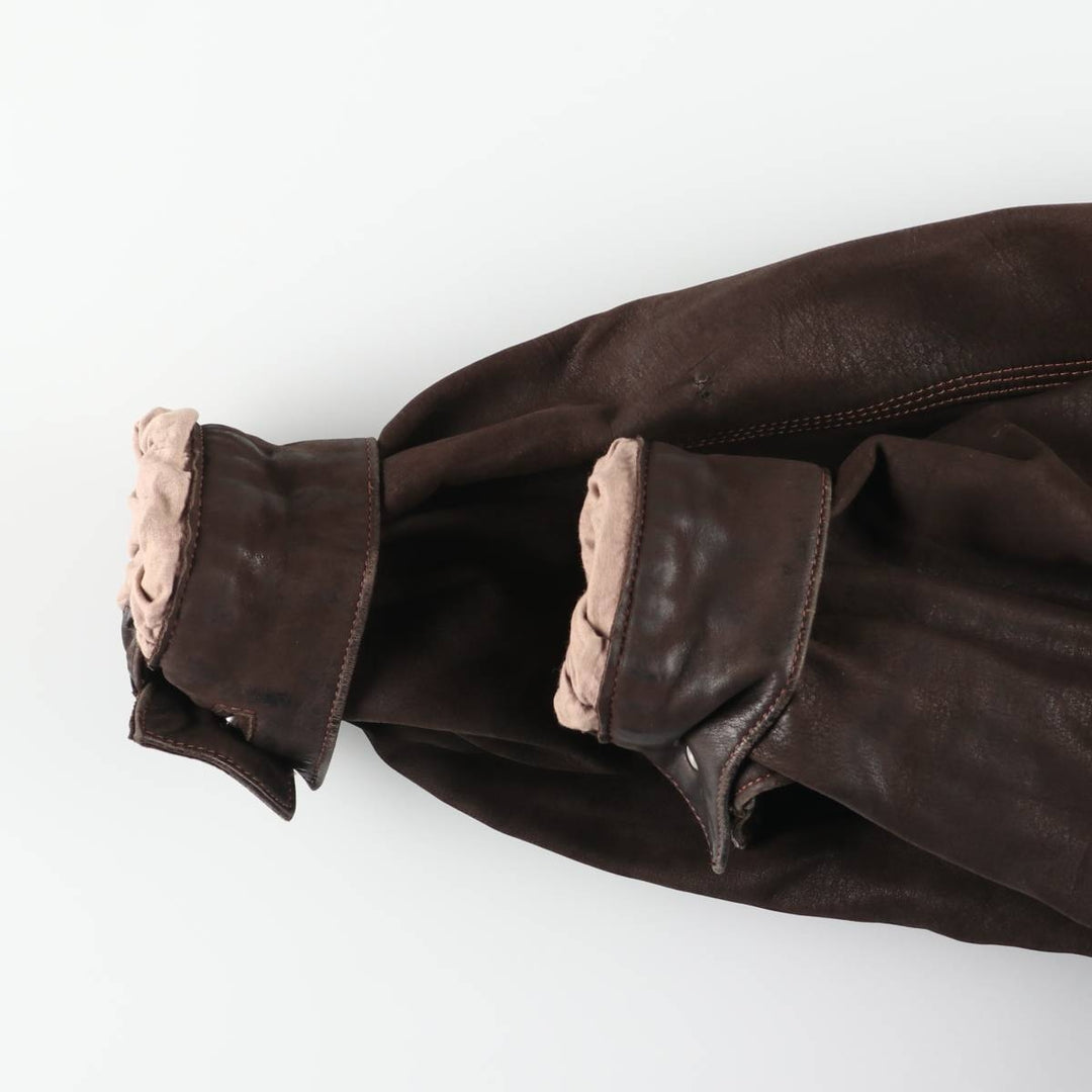 90'S CAPTAIN'G Trucker Jacket, Leather Jacket, Men's XL, Vintage genuine leather brown type Vintage Second Hand