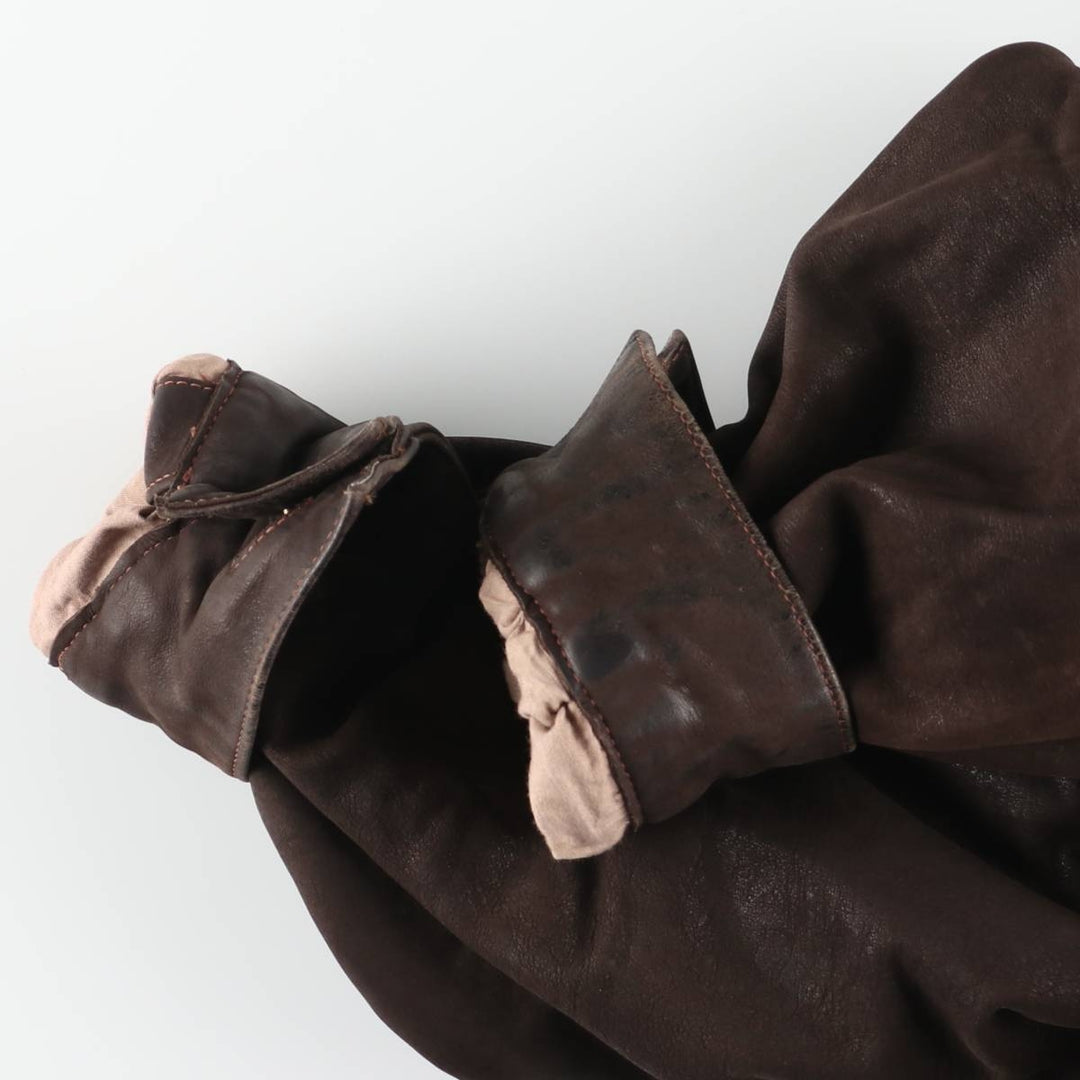 90'S CAPTAIN'G Trucker Jacket, Leather Jacket, Men's XL, Vintage genuine leather brown type Vintage Second Hand