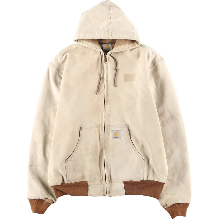 00'S Carhartt Active Jacket Duck Full Zip Parka Made in USA Men's XL cotton unbleached Vintage Second Hand