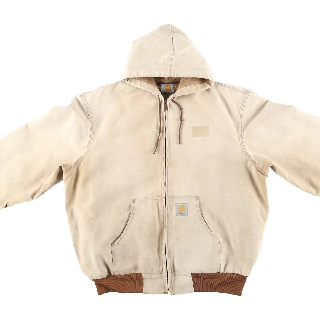 00'S Carhartt Active Jacket Duck Full Zip Parka Made in USA Men's XL cotton unbleached Vintage Second Hand