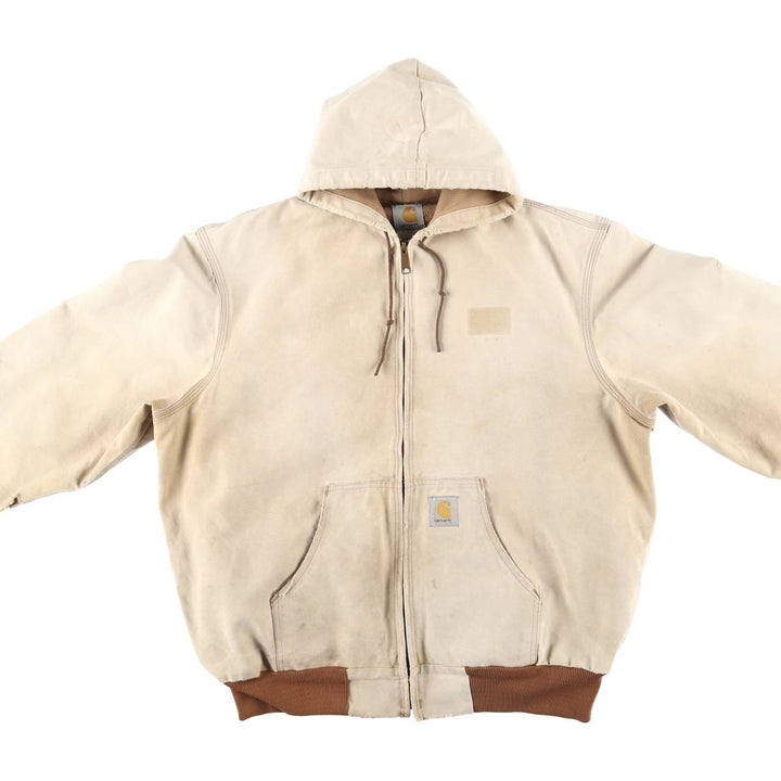 00'S Carhartt Active Jacket Duck Full Zip Parka Made in USA Men's XL cotton unbleached Vintage Second Hand