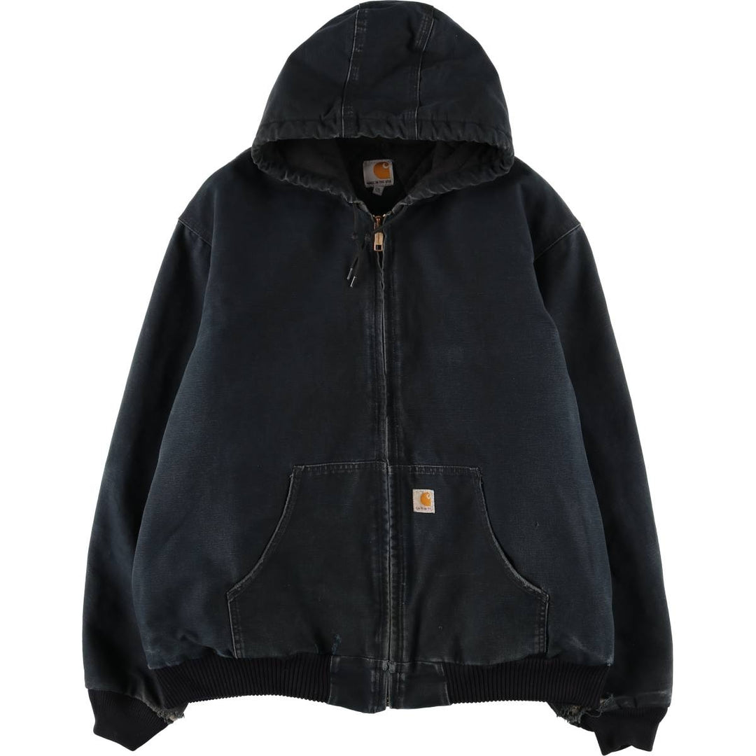 Carhartt Active Jacket, Padded Duck Full-Zip Hoodie, Made in USA, Men's XXL cotton black type Vintage Second Hand