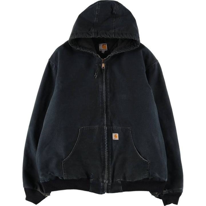 Carhartt Active Jacket, Padded Duck Full-Zip Hoodie, Made in USA, Men's XXL cotton black type Vintage Second Hand