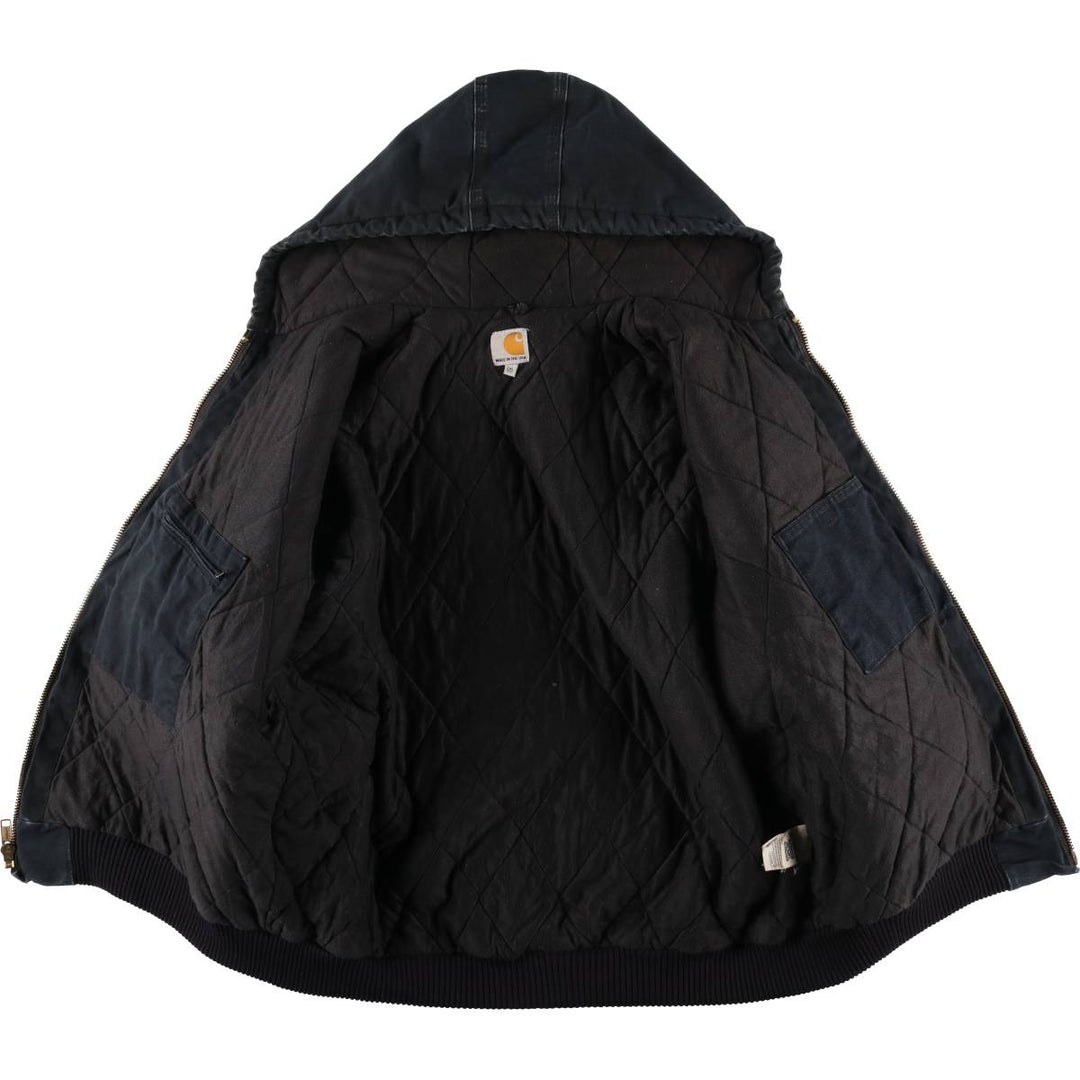 Carhartt Active Jacket, Padded Duck Full-Zip Hoodie, Made in USA, Men's XXL cotton black type Vintage Second Hand