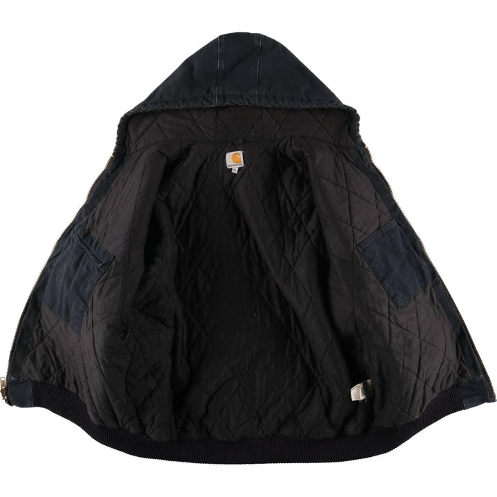 Carhartt Active Jacket, Padded Duck Full-Zip Hoodie, Made in USA, Men's XXL cotton black type Vintage Second Hand