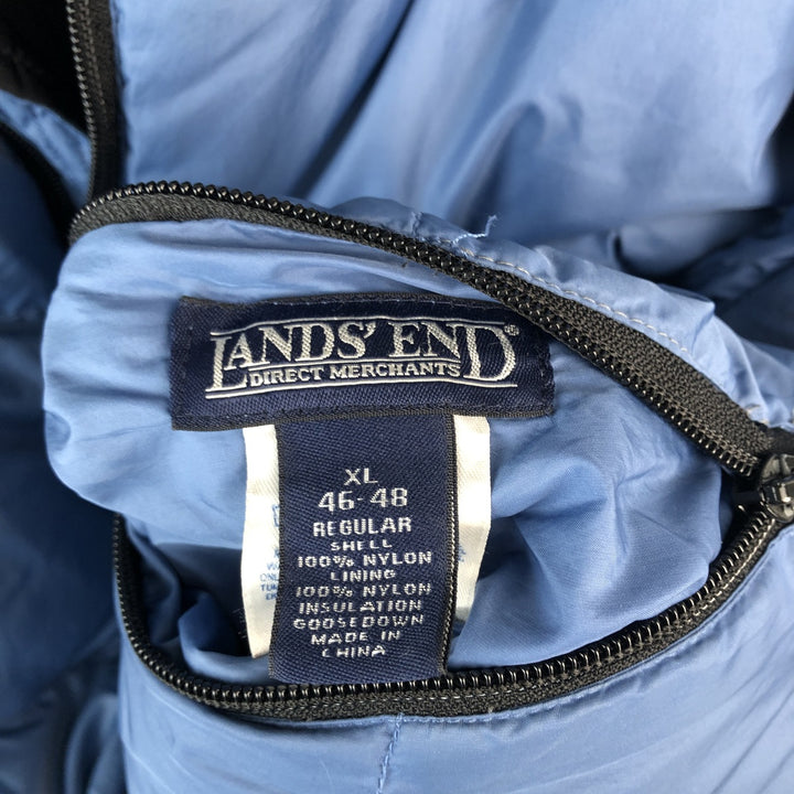 Vintage 90'S Lands' End reversible goose down jacket, men's size XL Nylon Blue type light blue Vintage Second Hand
