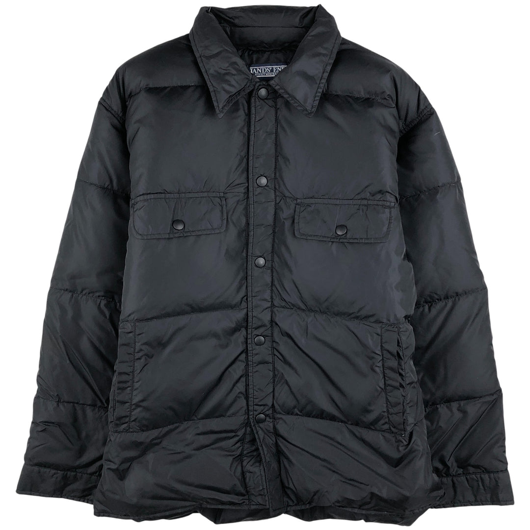 Vintage 80s-90'S Lands' End Goose Down Jacket, Men's Size Medium Nylon black type Vintage Second Hand