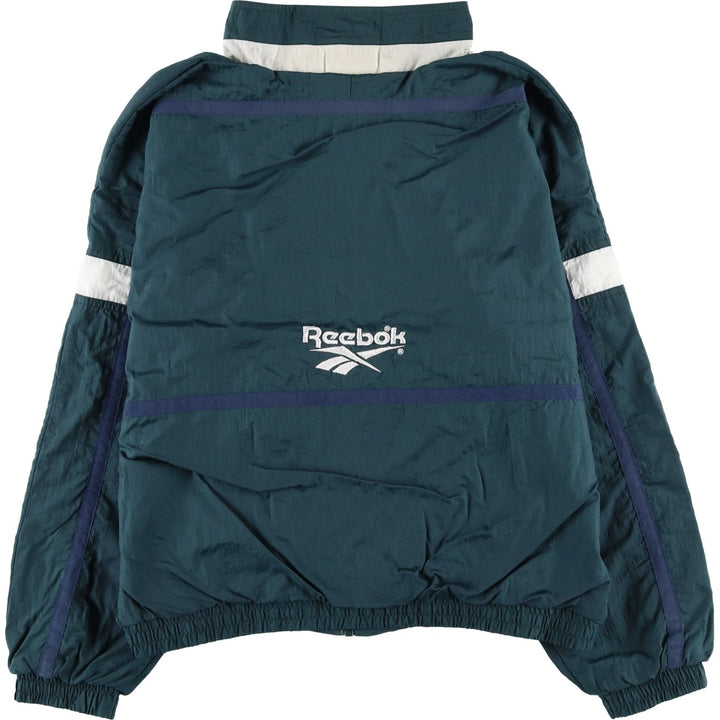 90'S Reebok Back Logo Windbreaker, Men's Size L, Vintage unclear Green type dark green Vintage Second Hand