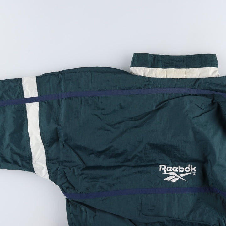 90'S Reebok Back Logo Windbreaker, Men's Size L, Vintage unclear Green type dark green Vintage Second Hand