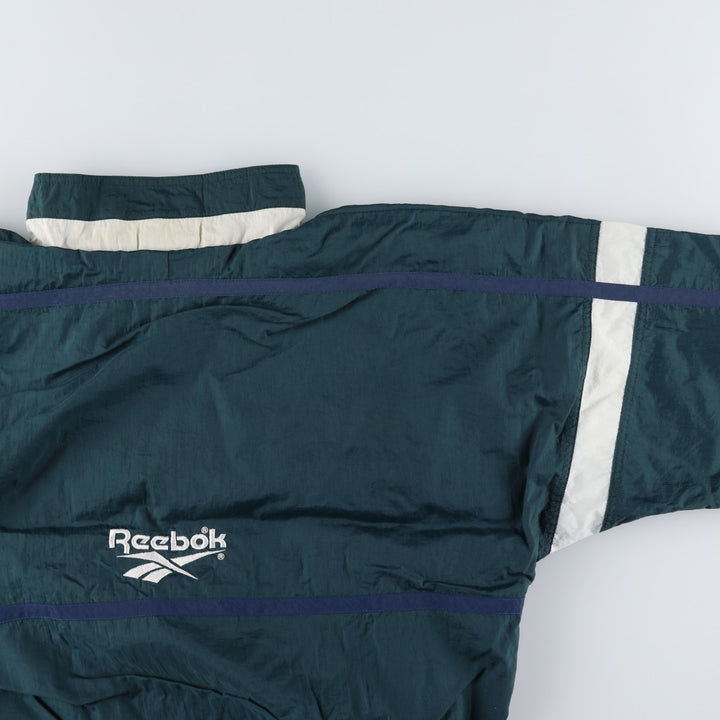 90'S Reebok Back Logo Windbreaker, Men's Size L, Vintage unclear Green type dark green Vintage Second Hand