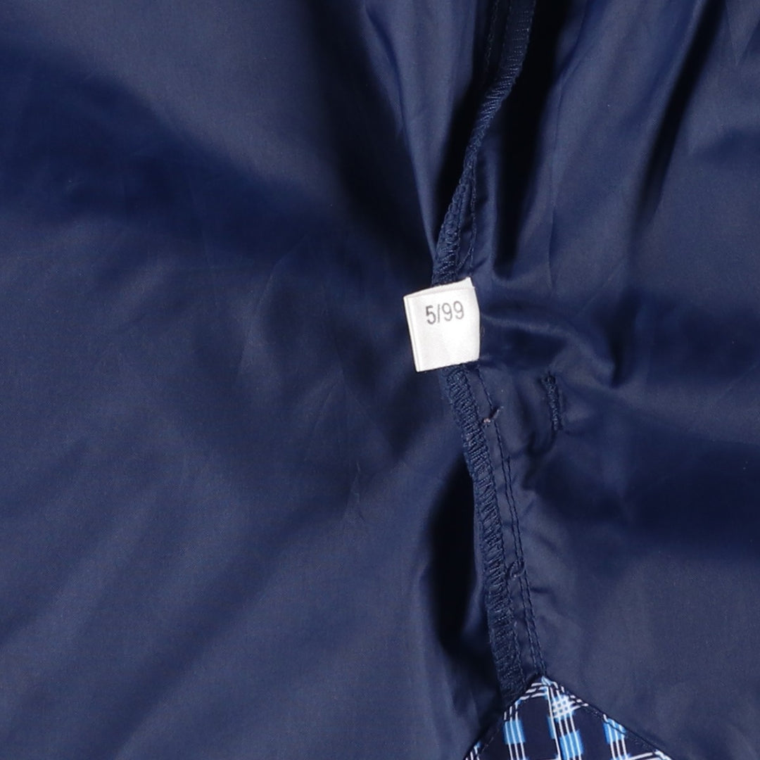 Vintage 90'S Adidas Check Pattern Nylon Hoodie with Back Logo, Men's Size Medium Nylon navy blue type Vintage Second Hand