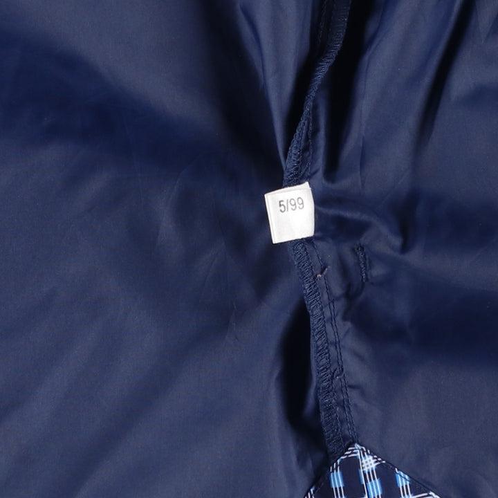 Vintage 90'S Adidas Check Pattern Nylon Hoodie with Back Logo, Men's Size Medium Nylon navy blue type Vintage Second Hand