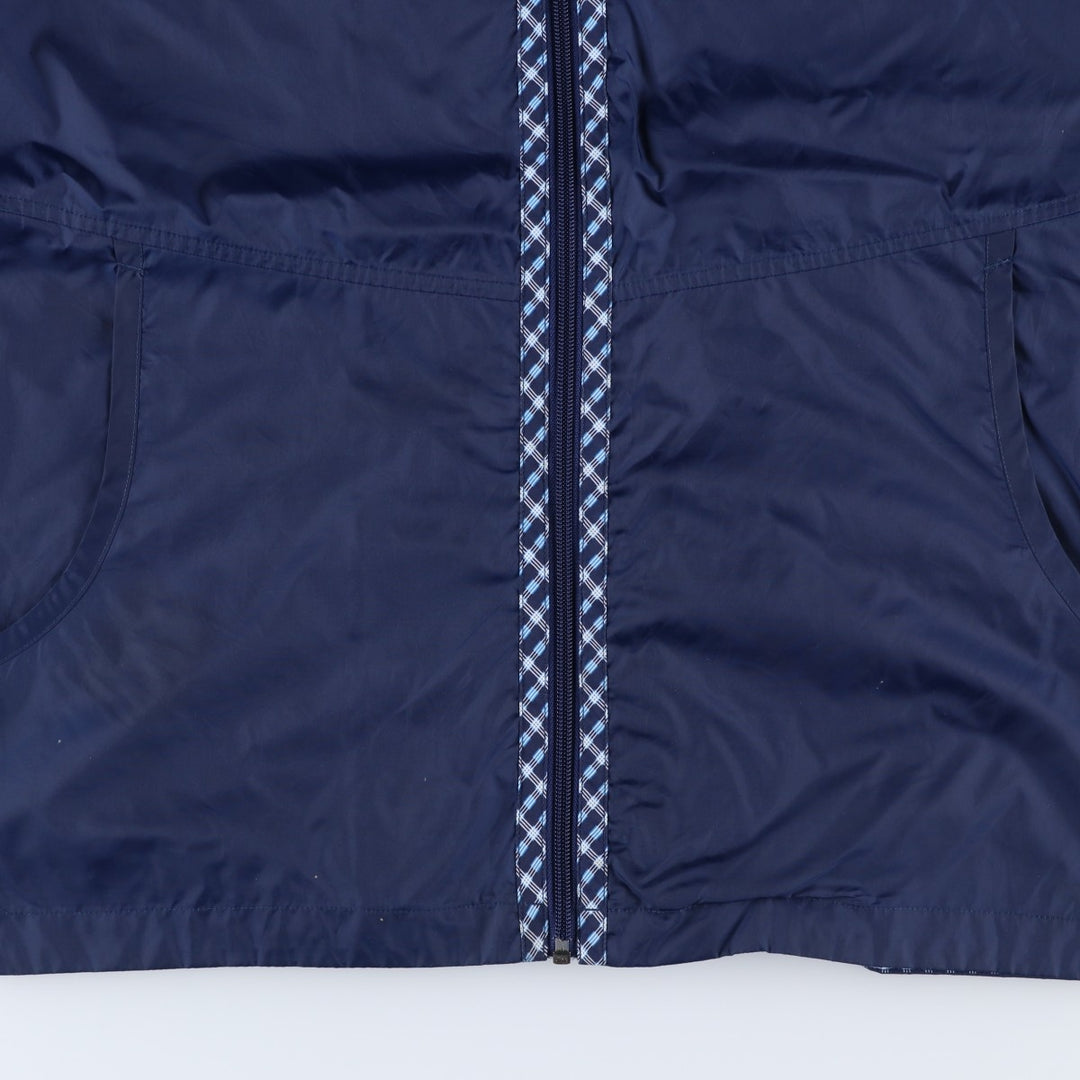 Vintage 90'S Adidas Check Pattern Nylon Hoodie with Back Logo, Men's Size Medium Nylon navy blue type Vintage Second Hand