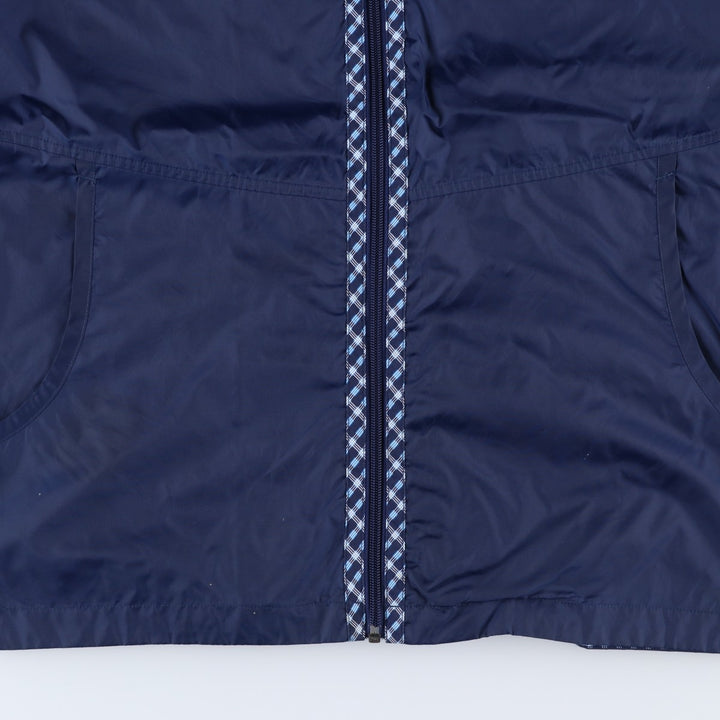 Vintage 90'S Adidas Check Pattern Nylon Hoodie with Back Logo, Men's Size Medium Nylon navy blue type Vintage Second Hand