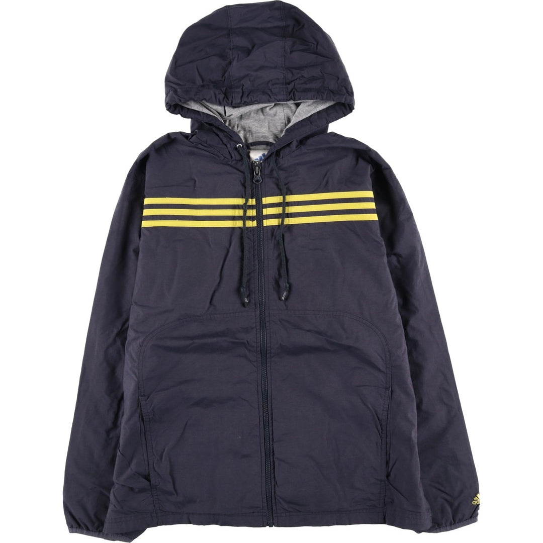 90s-00'S Adidas nylon hoodie, men's size L Nylon navy blue type Vintage Second Hand