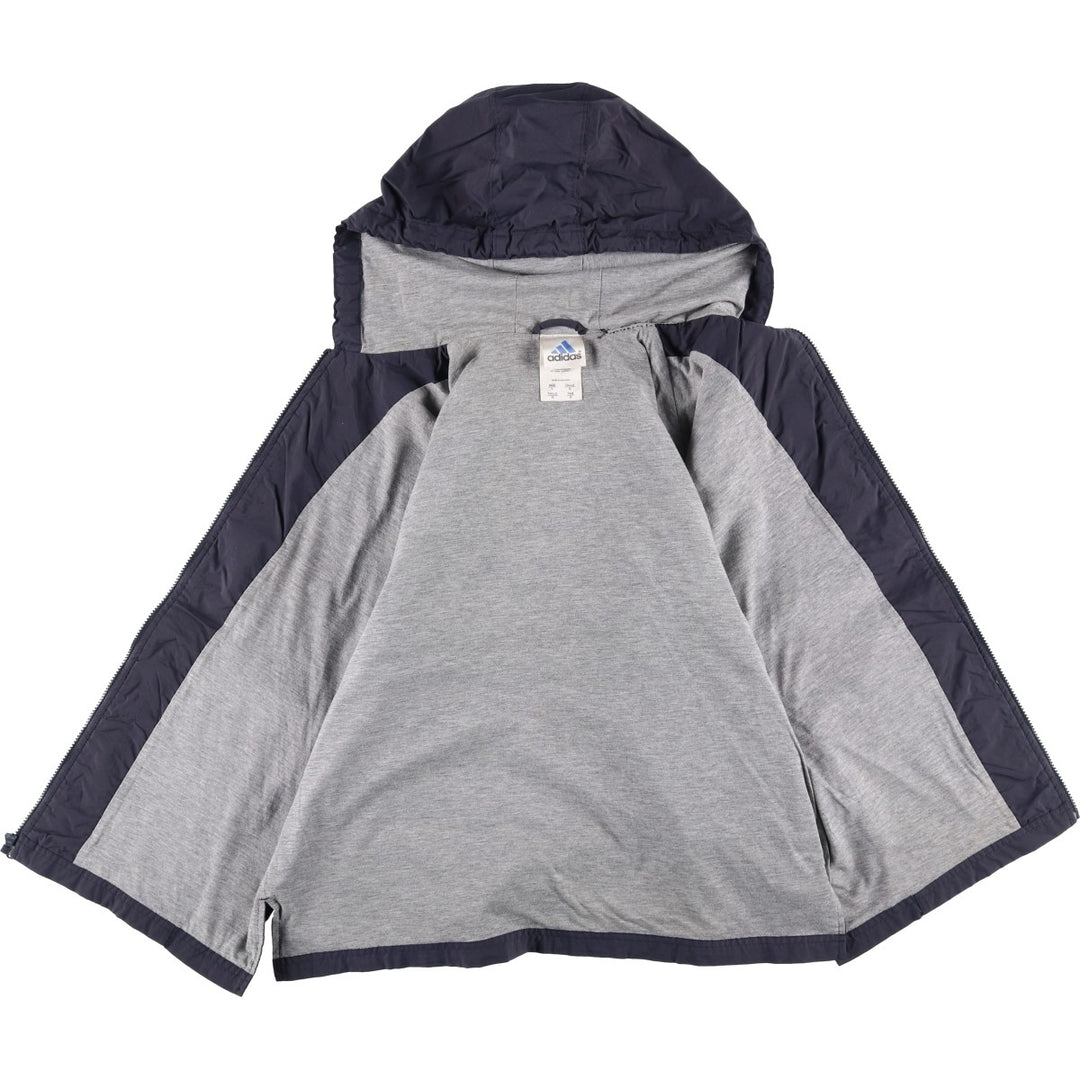 90s-00'S Adidas nylon hoodie, men's size L Nylon navy blue type Vintage Second Hand