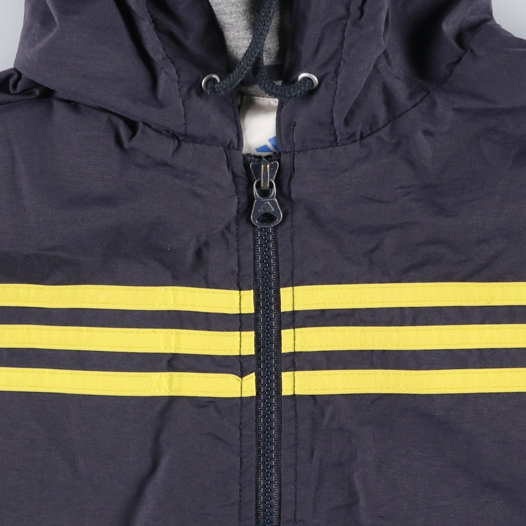 90s-00'S Adidas nylon hoodie, men's size L Nylon navy blue type Vintage Second Hand